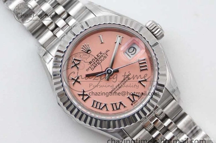 0403 ComfortFit Lady DateJust 28 SS TWF 1:1 Best Edition 904L Steel Pink Dial Roman Markers on President Bracelet NH 2183